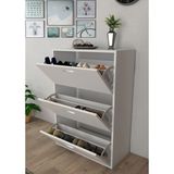 Modilayn Düşer Kapaklı Ayakkabılık 3 Kapaklı Ayakkabı Dolabı - Beyaz