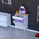 Modilayn Emir 65 X 88 X 32,5 Cm’lik 1 Çekmece 1 Göz Kirli Çamaşır Sepeti, Temizlik Gereçleri İçin Şık Ve Pratik Seleli Organizatör Banyo Dolabı Beyaz