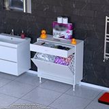 Modilayn Emir 75x88x32,5 Cm 2 Göz Sepetli Kirli Çamaşır Düzenleyici Dolap Beyaz