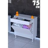 modilayn Emir Banyo 1 Çekmeceli ve 1 Göz Sepet Hazneli Mini Banyo Dolabı 14 Farklı Genişlik - 75cm - Beyaz