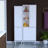 modilayn Era inci 90X165 cm 3 Kapaklı Kirli Çamaşır Sepetli Banyo Dolabı