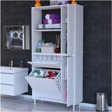 Modilayn Esinti Kirli Çamaşır Dolabı Mutfak Dolabı Banyo Dolabı Sepetli Havlu Dolabı Şık - Beyaz