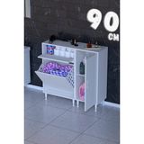 modilayn Hero 3 Raflı 1 Sepetli Çok Amaçlı Banyo & Çamaşır Dolabı 4 Farklı Genişlik - Beyaz - 90cm