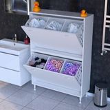 modilayn Ilkim 2 Katlı Sepetli Çok Amaçlı Banyo Dolabı - 100 cm - Beyaz