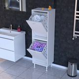 modilayn Ilkim 2 Katlı Sepetli Çok Amaçlı Banyo Dolabı - 35 cm - Beyaz