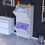 modilayn Ilkim 2 Katlı Sepetli Çok Amaçlı Banyo Dolabı - 65 cm - Beyaz