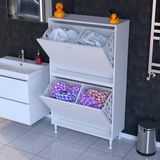 modilayn Ilkim 2 Katlı Sepetli Çok Amaçlı Banyo Dolabı - 75 cm - Beyaz