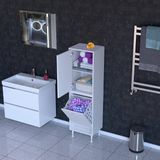modilayn Ilkim Sepetli ve Raflı Çok Amaçlı Banyo Dolabı 14 Farklı Ölçü Seçeneği - 35 cm - Beyaz