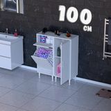 modilayn Mira 3 Raflı 1 Sepetli Çok Amaçlı Banyo & Çamaşır Dolabı 14 Farklı Genişlik - Beyaz - 100 CM