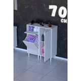modilayn Mira 3 Raflı 1 Sepetli Çok Amaçlı Banyo & Çamaşır Dolabı 14 Farklı Genişlik - Beyaz - 70 CM
