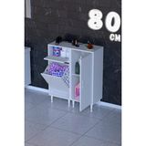 modilayn Mira 3 Raflı 1 Sepetli Çok Amaçlı Banyo & Çamaşır Dolabı 14 Farklı Genişlik - Beyaz - 80 CM