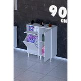 modilayn Mira 3 Raflı 1 Sepetli Çok Amaçlı Banyo & Çamaşır Dolabı 14 Farklı Genişlik - Beyaz - 90 CM