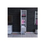 Modilayn MODİLAYN Alaçatı 35 x 160 cm Çamaşır Sepetli Dolap Banyo Dolabı Temizlik Deterjan Dolabı