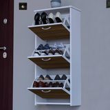 modilayn Premium 3 Kapaklı Ayakkabılık - Beyaz - Ceviz