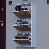 modilayn Premium 3 Kapaklı Ayakkabılık - Beyaz - Meşe
