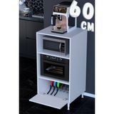 modilayn Silva 60X119,2X56 cm Kapaklı Mikrodalga ve Midi Fırın Standı - 3 Bölmeli Çok Amaçlı Dolap - Beyaz