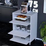 modilayn Silva 65X119,2X48 cm Mikrodalga ve Midi Fırın Standı - 3 Bölmeli Çok Amaçlı Mutfak Rafı - Beyaz - 65cm