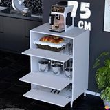 Modilayn Silva 75x119,2x48 Cm 3 Kapaklı Çok Amaçlı Mutfak Kiler Dolabı - Fırın Ve Mikrodalga Rafı Beyaz