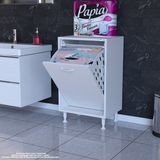 Modilayn SÖKE 45 x 75 x 32,5 cm 1 Göz Sepetli kirli çamaşır banyo dolabı pratik çok foksiyonlu düzenleyici dolap - Beyaz