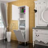 Modilayn Tek Kapaklı Açık Raflı Sepetli Banyo Dolabı Beyaz