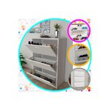 Modilayn TRIPLEX Beyaz Ayakkabılık, 72 cm Genişlik, 3 Düşer Kapaklı