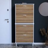 Modilayn UMAY' 2 Li Antre Hol 72x 168x 26 cm’ lik 4 Düşer Kapak 8 Göz Bölmeli Ayakkabılık - Beyaz Meşe