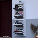 Modilayn Umay' 2 Li Asma Antre Hol 52X 156X26 Cm’ Lik 4 Düşer Kapak 8 Raf Bölmeli Ayakkabılık - Antrasit - Beyaz