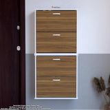 Modilayn UMAY' 2 Li Asma Antre Hol 52x156x 26 cm’ lik 4 Düşer Kapak 8 Raf Bölmeli Ayakkabılık - Ceviz