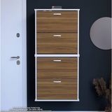 Modilayn Umay' 2 Li Asma Antre Hol 72 X 148 X 25, 5 Cm’ Lik 4 Düşer Kapak 8 Raf Bölmeli Ayakkabılık