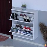 Modilayn UMAY Asma Kapı Önü 72 x 78 x 25,5 cm’lik 2 Düşer Kapak 4 Göz Bölmeli Ayakkabılık - Beyaz