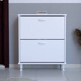 Modilayn Umay Kapı Önü 52 X 86 X 25,5 Cm’lik 2 Düşer Kapak 4 Göz Bölmeli Ayakkabılık - Beyaz