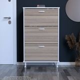 Modilayn Varbi Antre Hol 72X127X26 cm Lik 3 Düşer Kapak 6 Göz Bölmeli Ayakkabılık - Beyaz - Cordoba