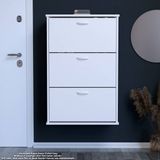 Modilayn VARBİ Asma Antre 72 x 115 x 26 cm’lik 3 Düşer Kapak 6 Göz Bölmeli Ayakkabılık - Beyaz