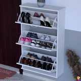 Modilayn VARBİ Asma Antre 72 x115x26 cm’lik 3 Düşer Kapak 6 Göz Bölmeli Ayakkabılık - Beyaz