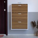 Modilayn VARBİ Asma Antre 72x115 x 26 cm’lik 3 Düşer Kapak 6 Göz Bölmeli Ayakkabılık - Ceviz - Beyaz