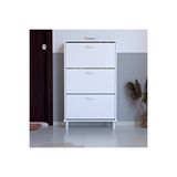 Modilayn Varbi Kapı Önü 52 X 119 X 25,5 Cm’ Lik 3 Düşer Kapak 6 Göz Raf Bölmeli Ayakkabılık Beyaz