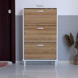 Modilayn VARBİ Kapı Önü 52 x 127 x 25, 5 cm lik 3 Düşer Kapak 6 Göz Raf Bölmeli Ayakkabılık - Beyaz Meşe