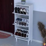 Modilayn Varbi Kapı Önü 52 X 127 X 25,5 Cm Lik 3 Düşer Kapak 6 Göz Bölmeli Ayakkabılık Antrasit - Beyaz