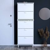 Modilayn Varbi Umay' 2 Li Antre Hol 52 X193X 25, 5 Cm’ Lik 5 Düşer Kapak 10 Göz Raflı Ayakkabılık - Beyaz