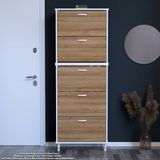 Modilayn VARBİ UMAY' 2 Li Antre Hol 72x205x26 cm’ lik 5 Düşer Kapak 10 Raflı Ayakkabılık - Meşe