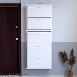 Modilayn VARBİ UMAY' 2 Li Asma Kapı Önü 52x193x25, 5 cm’ lik 5 Düşer Kapak 10 Göz Bölme Ayakkabılık - Beyaz