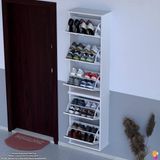 Modilayn VARBİ UMAY' 2 Li Asma Kapı Önü 52x193x26 cm’ lik 5 Düşer Kapak 10 Göz Ayakkabılık - Beyaz - Ceviz