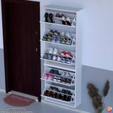 Modilayn VARBİ UMAY' 2 Li Asma Kapı Önü 72x193x25, 5 cm’ lik 5 Düşer Kapak 10 Göz Bölme Ayakkabılık - Beyaz