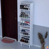 Modilayn Varbi Umay' 2 Li Kapı Önü 52x205x26 Cm Lik 5 Düşer Kapak 10 Göz Bölme Raf Ayakkabılık Beyaz - Meşe