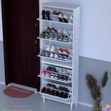 Modilayn VARBİ UMAY' 2 Li Kapı Önü 72x205x26 cm’ lik 5 Düşer Kapak 10 Göz Bölme Ayakkabılık - Beyaz