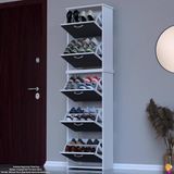 Modilayn Verve Antre 52X194X26 Cm’ Lik 5 Düşer Kapak 10 Göz Bölmeli Ayakkabılık - Antrasit - Beyaz
