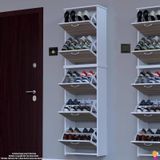 Modilayn Verve Asma Kapı Önü 52x194x26 Cm Lik 3 Düşer Kapak 10 Göz Bölmeli Ayakkabılık Meşe - Beyaz