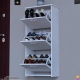 Modilayn West 52 x 116 x 26 cm Suntalam Malzemeden 3 Kapaklı 6 Raflı Modern Tasarımlı Ayakkabılık - Beyaz
