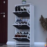 Modilayn West Antre 52X116X 26 Cm’ Lik 3 Düşer Kapak 6 Göz Bölmeli Ayakkabılık - Renkli