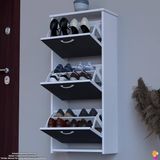 Modilayn West Asma Antre 52X116X26 Cm’ Lik 3 Düşer Kapak 6 Göz Bölmeli Ayakkabılık - Antrasit - Beyaz
